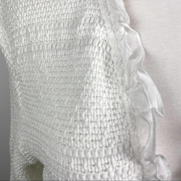 LiL POUR L’AUTRE Made in France Crop Cardigan Sweater Style Blazer White Ruffle - Picture 2 of 8